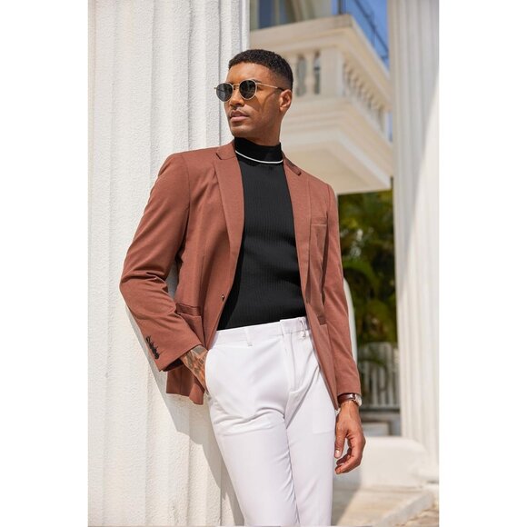 Men Black Ribbed Knit Polo Shirt Short Sleeve Slim Fit Casual Pullover Top - Picture 4 of 5